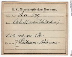 Etiketten zu Calcit (NHMW-MIN-Aa1579)